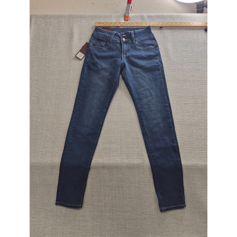 T&Y Fashion Jeans Womens 5/6 Blue Denim Cotton 5 Pockets Skinny Leg Medium Wash